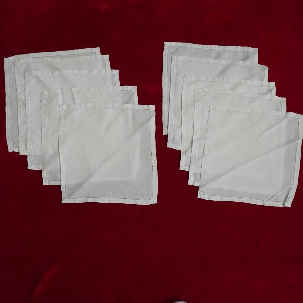 Vintage Cloth Linen Dinner Napkins 11.5” Square White Set of 10 Holidays Dining